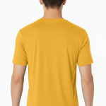 A male model wearing a premium lightweight cotton jersey v-neck t-shirt with a minimalist black logo on the left chest, featuring a modern fit and clean design.