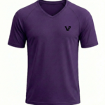 A high-quality men's v-neck t-shirt with a minimalist chest logo, featuring a classic regular fit and straight-cut bottom hem.