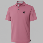 A high-performance moisture-wicking pique golf polo with a three-button placket, minimalist chest logo, and a traditional straight-cut bottom hem.