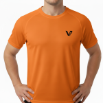 A high-quality interlock lightweight cotton t-shirt with a minimalist logo on the chest, featuring a tailored regular fit and smooth performance fabric.