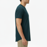 A high-quality lightweight cotton jersey t-shirt with a minimalist logo on the chest and a modern curved hem design, featuring a tailored regular fit.
