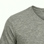 A high-quality short sleeve v-neck t-shirt with a minimalist logo on the chest and a modern curved hem design.