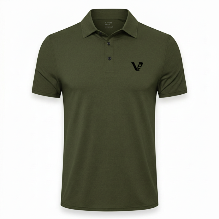 A high-performance men's quick-dry athletic polo featuring a three-button placket, a minimalist chest logo, and a traditional straight-cut bottom hem.