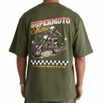 Retro Supermoto Skeleton Biker Graphic Oversized T-Shirt