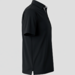 A high-performance moisture-wicking pique golf polo with a three-button placket, minimalist chest logo, and a traditional straight-cut bottom hem.