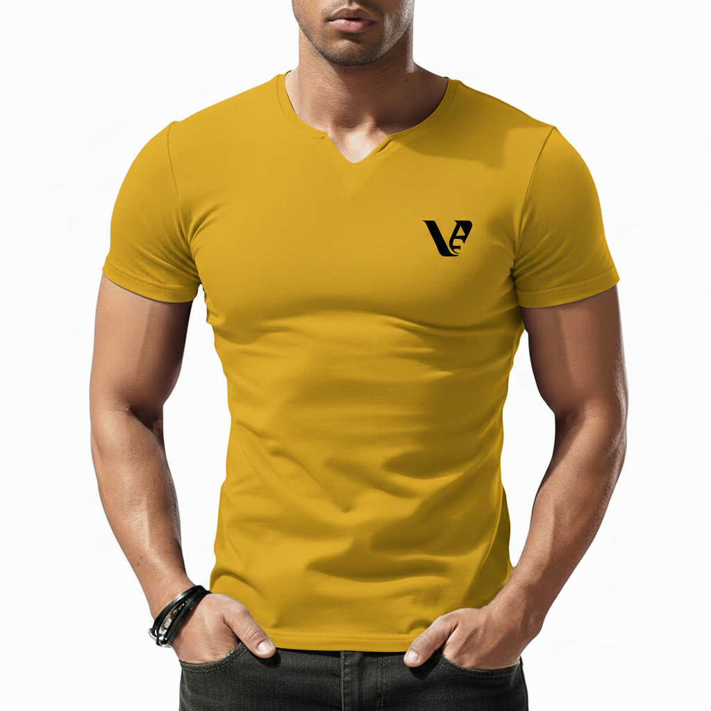 Moisture-Wicking Athletic Muscle Fit T-Shirt A high-performance men's athletic muscle fit t-shirt featuring a minimalist chest logo and a modern curved longline hem for an elongated silhouette.