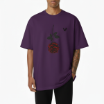 Inverted Dark Red Rose Graphic Oversized T-Shirt - Image 6