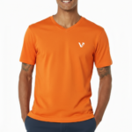 A high-quality men's short-sleeve v-neck t-shirt featuring a minimalist chest logo and a classic straight-cut bottom hem for a clean, regular fit.