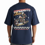 Retro Supermoto Skeleton Biker Graphic Oversized T-Shirt - Image 6