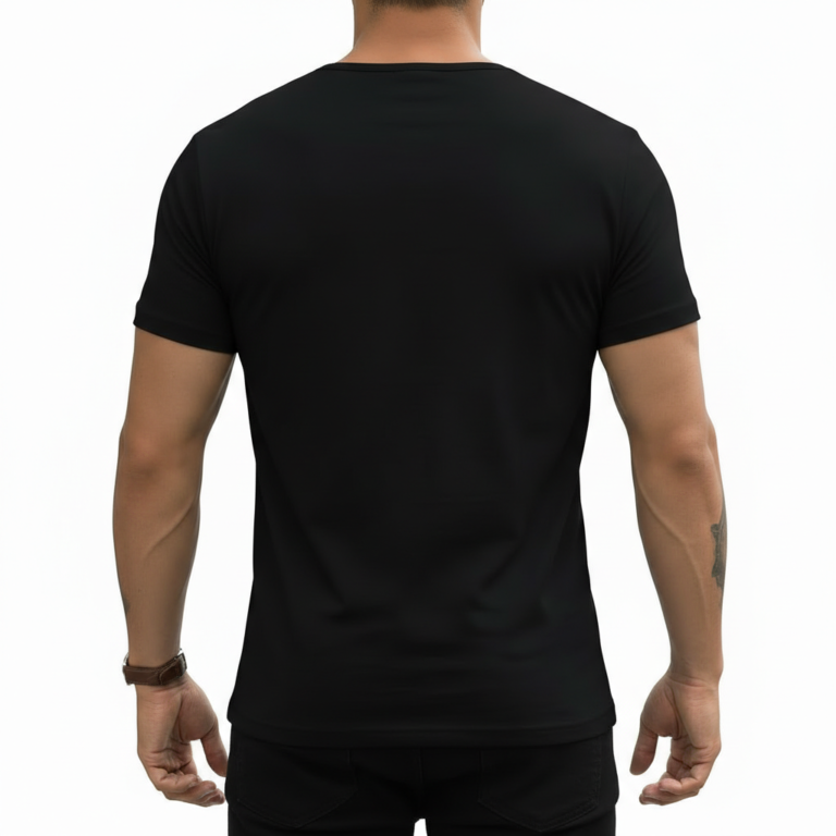 A high-performance men's muscle slim fit ribbed t-shirt featuring a split v-neck design and a modern curved longline hem.