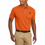 A premium men's short-sleeve pique polo shirt featuring a two-button closure, a minimalist chest logo, and a traditional straight-cut hem with side slits.