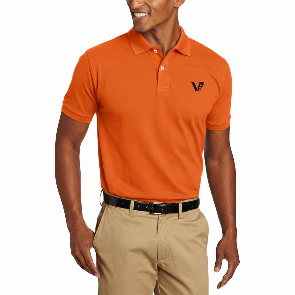 Cotton Short-Sleeve Summer Golf Polo Shirt A premium men's short-sleeve pique polo shirt featuring a two-button closure, a minimalist chest logo, and a traditional straight-cut hem with side slits.