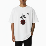 Inverted Dark Red Rose Graphic Oversized T-Shirt - Image 7