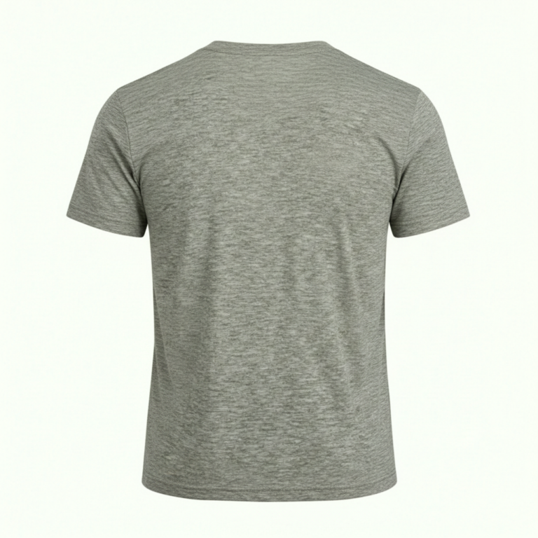 A high-quality short sleeve v-neck t-shirt with a minimalist logo on the chest and a modern curved hem design.
