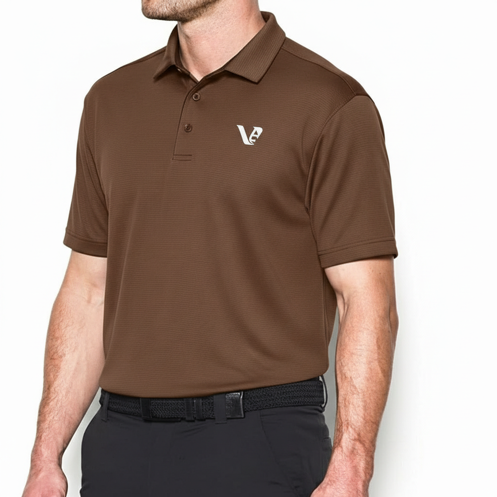 Athletic Fit Short-Sleeve Polo Shirt A high-performance men's technical golf polo with a three-button placket, minimalist chest logo, and a traditional straight-cut bottom hem.