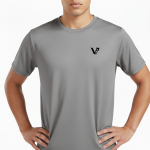 A high-quality interlock lightweight cotton t-shirt with a minimalist logo on the chest, featuring a tailored regular fit and smooth performance fabric.