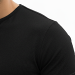 A high-performance men's muscle slim fit ribbed t-shirt featuring a split v-neck design and a modern curved longline hem.