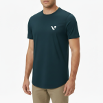A high-quality lightweight cotton jersey t-shirt with a minimalist logo on the chest and a modern curved hem design, featuring a tailored regular fit.