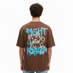 "Fight Hard Trust" Graffiti Bear Oversized T-Shirt