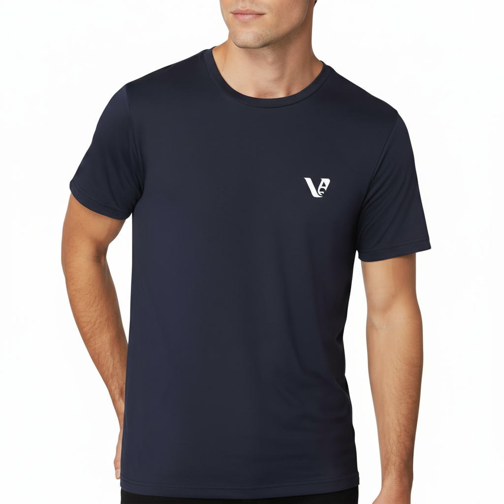 A high-quality lightweight cotton jersey t-shirt with a minimalist logo on the chest, featuring a tailored fit and premium construction.