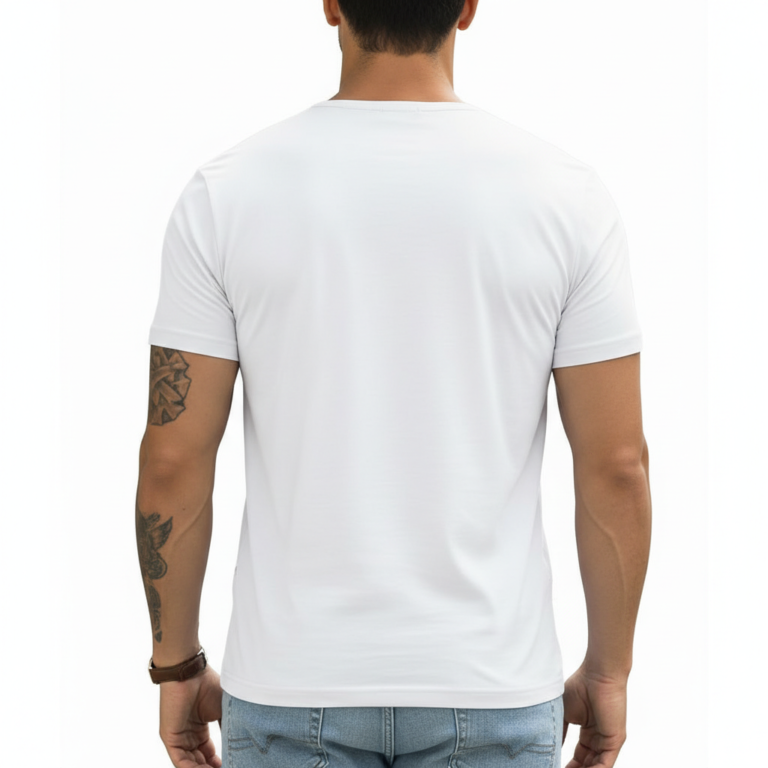 A high-performance men's muscle slim fit t-shirt with a minimalist chest logo and a modern curved longline hem.