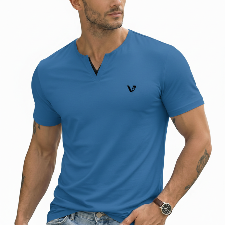 A high-performance men's muscle slim fit t-shirt with a minimalist chest logo and a modern curved longline hem.