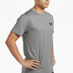 A high-quality interlock lightweight cotton t-shirt with a minimalist logo on the chest, featuring a tailored regular fit and smooth performance fabric.