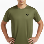 A high-quality interlock lightweight cotton t-shirt with a minimalist logo on the chest, featuring a tailored regular fit and smooth performance fabric.