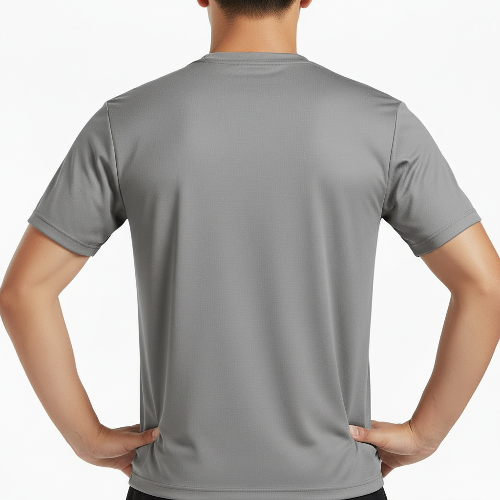 A high-quality interlock lightweight cotton t-shirt with a minimalist logo on the chest, featuring a tailored regular fit and smooth performance fabric.