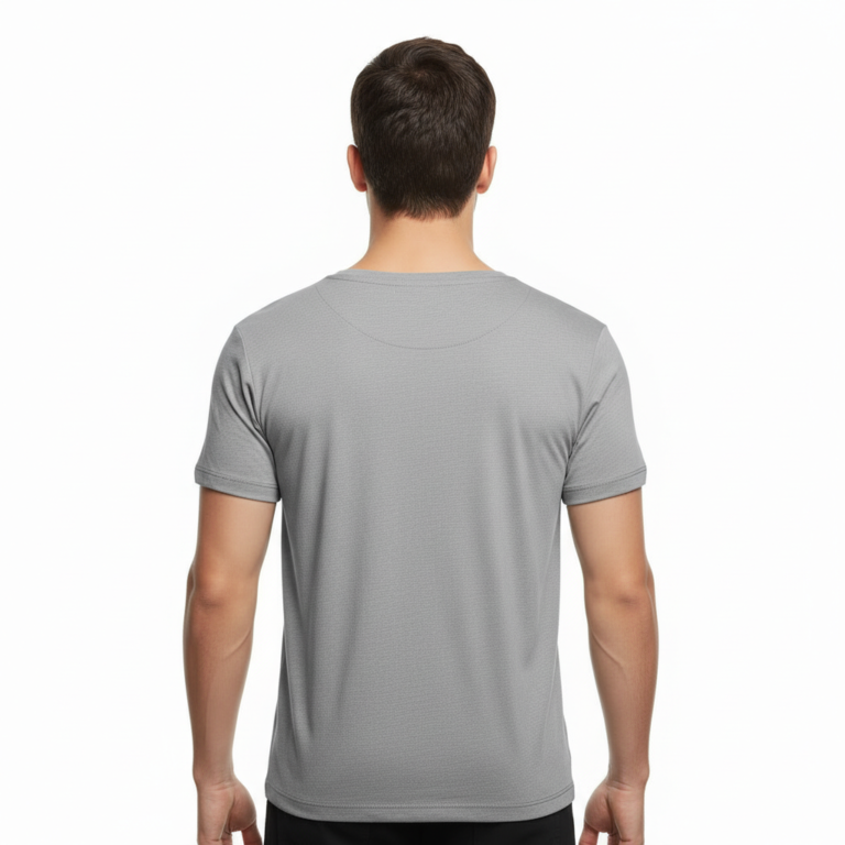 Man wearing VALE branded slim-fit t-shirt