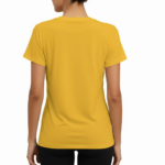 Women wearing VALE brand cotton graphic t-shirt with white filigree mandala design, available in blue, mustard, and cream.