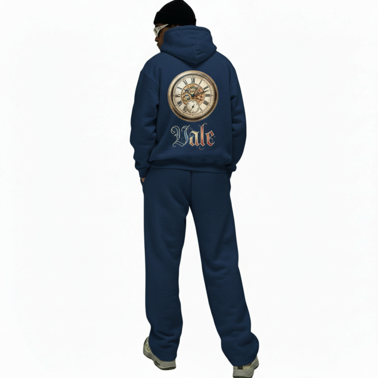Men's 2-piece breathable cotton performance tracksuit featuring a quarter-zip long-sleeve shirt and joggers with contrast side panels and gold VALE compass logo, available in Black, White, Blue, and Red.