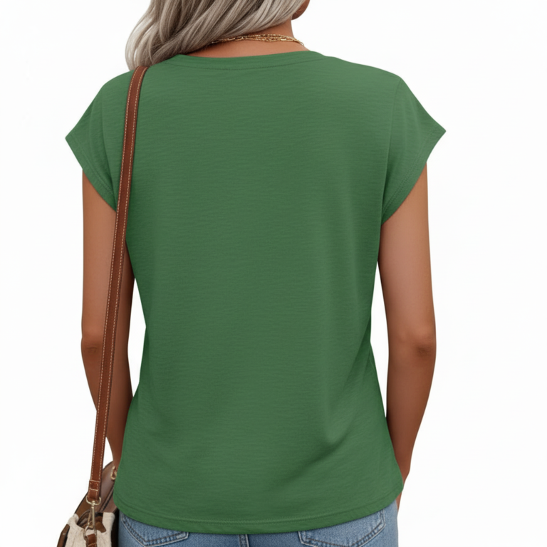 Women's breathable cotton V-neck t-shirt featuring a colorful mandala butterfly graphic and "Vale" script in Sage Green, Rose Pink, and Cream.