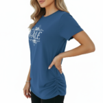 Women's VALE floral graphic t-shirt in breathable cotton fabric, slim fit design.