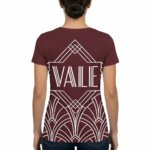 Close-up and full-length views of a men's athletic slim-fit button-down shirt made of breathable cotton, featuring a detailed geometric tribal print in brown, maroon, and orange.