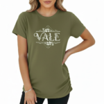 Women's VALE floral graphic t-shirt in breathable cotton fabric, slim fit design.
