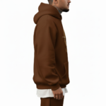 Men's oversized 2-piece tracksuit featuring a breathable cotton hoodie and joggers with gold VALE Tree of Life compass logo, available in Mocha Brown, Sand Beige, and Fuchsia Pink.