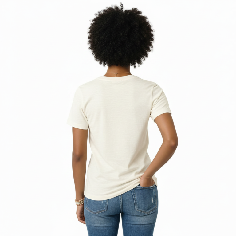 Minimalist V-logo breathable cotton t-shirt for men in olive green, steel blue, and cream white, styled with denim jeans.