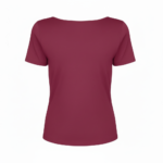 Women's breathable cotton scoop neck t-shirt featuring "Bhoo Vale" floral graphic design in pink, red, and burgundy colors.