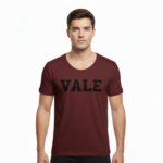 Man wearing VALE branded slim-fit t-shirt