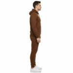 Men's breathable cotton tracksuit set showing a large varsity VALE back graphic with a gate emblem and Roman numerals on the hoodie and joggers.