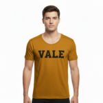 Man wearing VALE branded slim-fit t-shirt