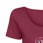 Women's breathable cotton scoop neck t-shirt featuring "Bhoo Vale" floral graphic design in pink, red, and burgundy colors.