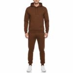 Men's breathable cotton tracksuit set showing a large varsity VALE back graphic with a gate emblem and Roman numerals on the hoodie and joggers.