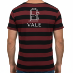 Men's open-collar buttonless pique polo shirt with contrast tipping stripes on the collar and sleeves, available in brown, maroon, and orange.