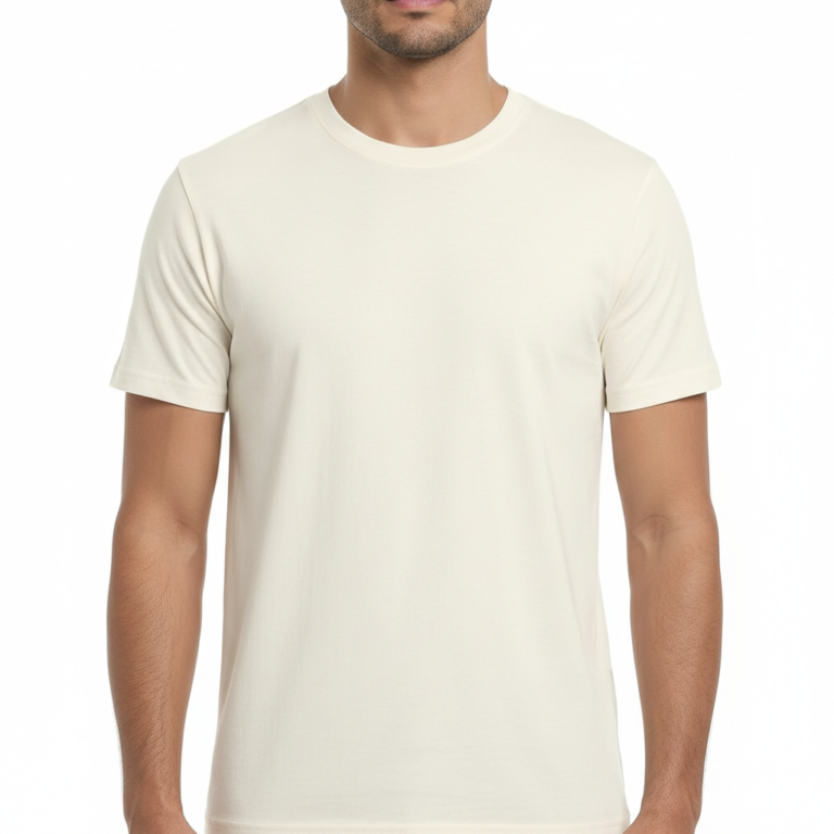 Back view of a man wearing a VALE brand 100% cotton breathable T-shirt featuring a black geometric compass and celestial line-art design.