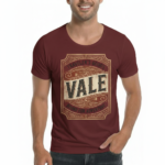 Men's VALE Traveler's Goods vintage graphic t-shirt in breathable cotton, athletic slim fit, bound for adventure theme.