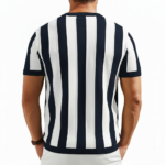 Men's vertical striped knit cotton t-shirt in breathable slim fit design.