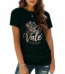 Women's breathable cotton T-shirt featuring "Vale" floral graphic design in Black, Maroon, and Beige colors.