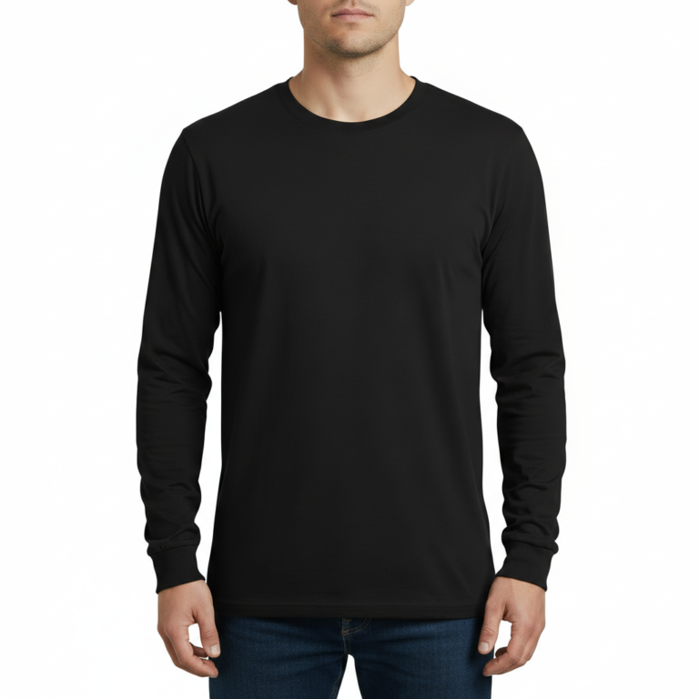 Back view of a man wearing a VALE brand long-sleeve breathable cotton shirt featuring a gold-textured hand holding keys graphic, available in Maroon, Black, and Navy Blue.